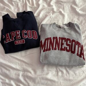 Crewnecks — Cape Cod and Minnesota